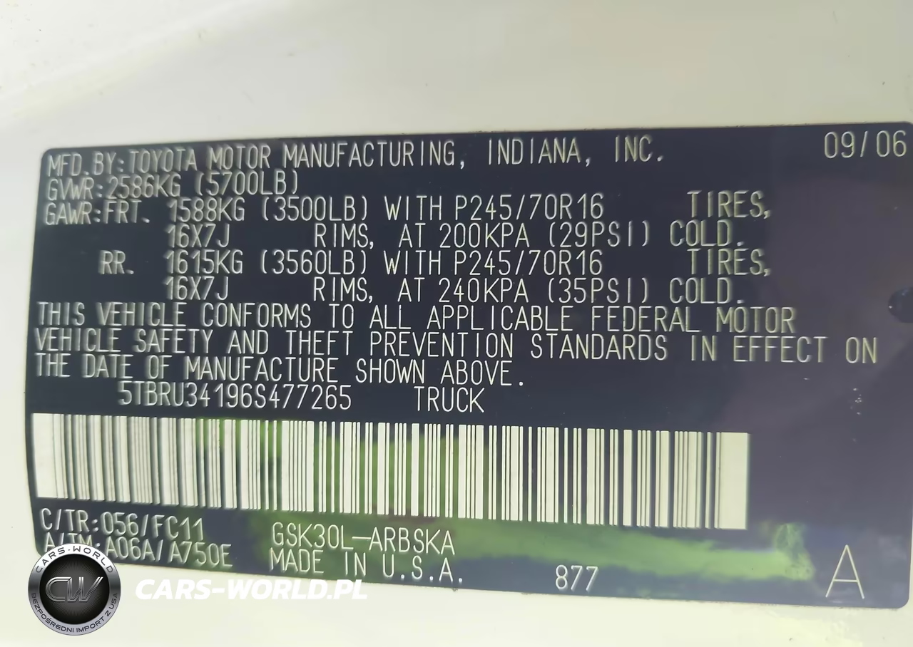 2006 Toyota Tundra Sr5 VIN:5TBRU34196S477265 - 9