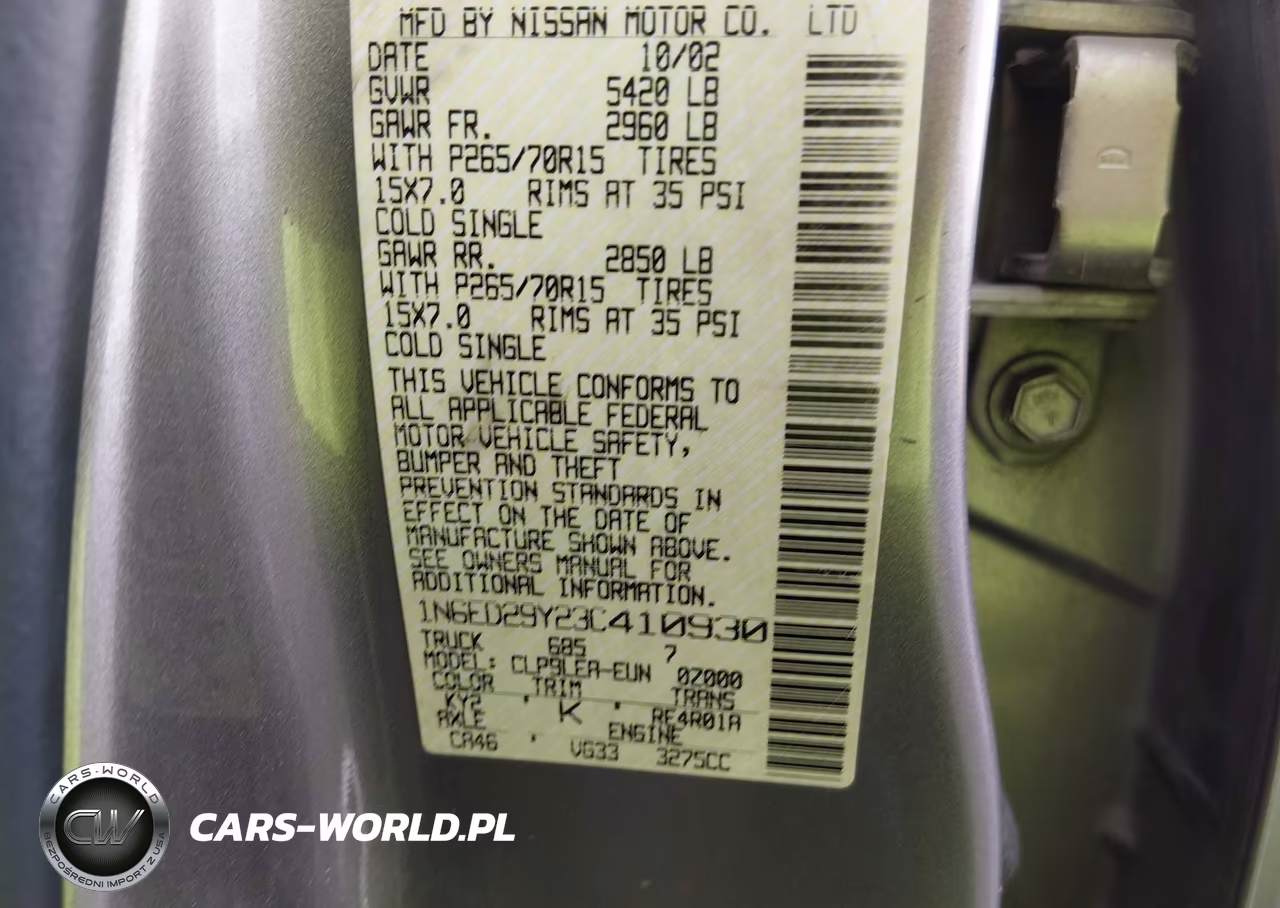 2003 Nissan Frontier Xe-V6 VIN:1N6ED29Y23C410930 - 9