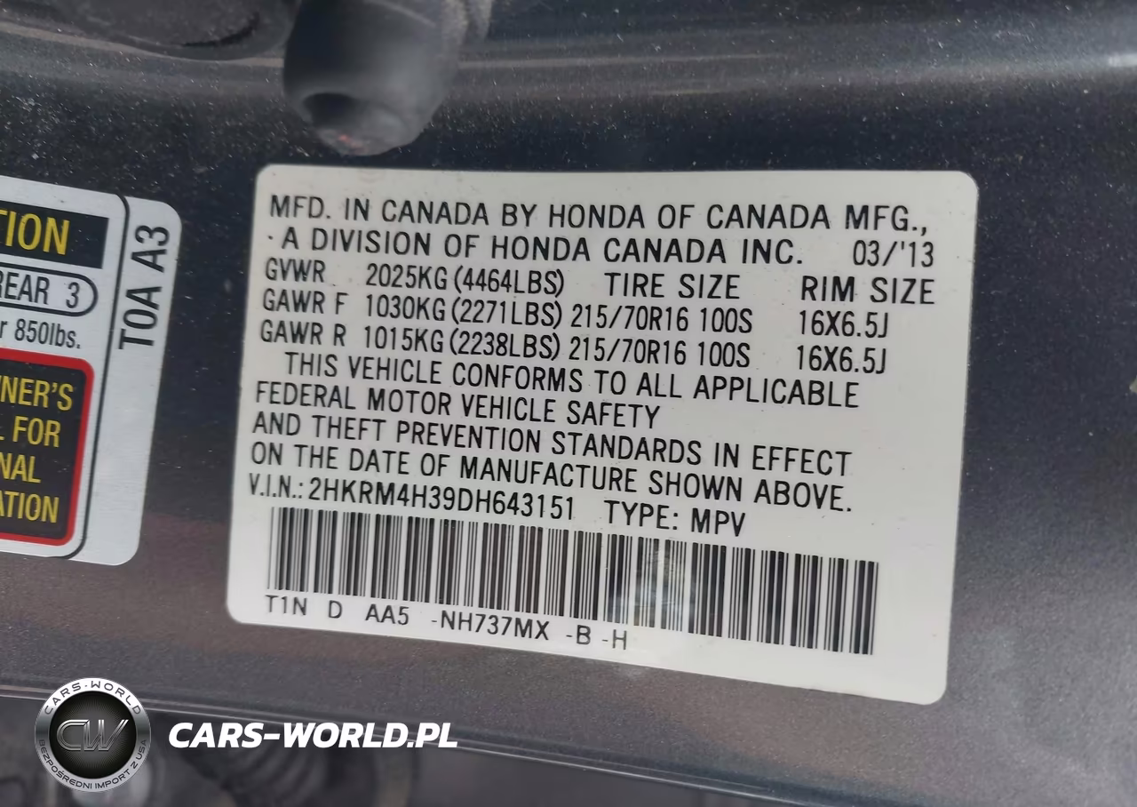 2013 Honda Cr-V Lx VIN:2HKRM4H39DH643151 - 9