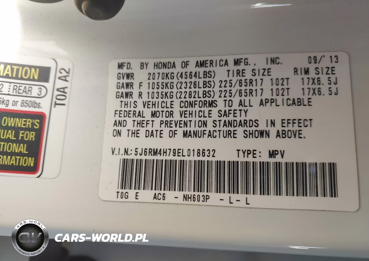 2014 Honda Cr-V Ex-L VIN:5J6RM4H79EL018632 - 9