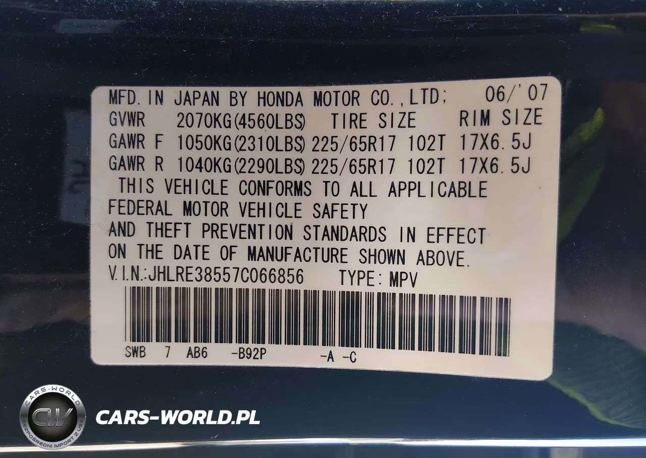 2007 Honda Cr-V Ex VIN:JHLRE38557C066856 - 9
