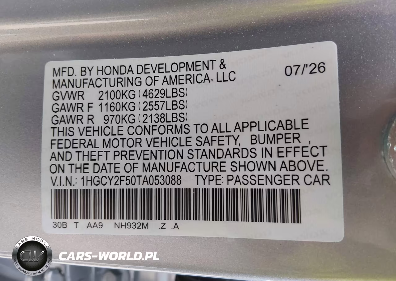 2026 Honda Accord Hybrid Sport VIN:1HGCY2F50TA053088 - 9