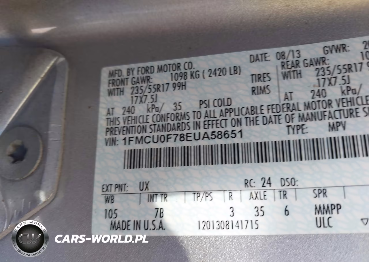 2014 Ford Escape S VIN:1FMCU0F78EUA58651 - 9