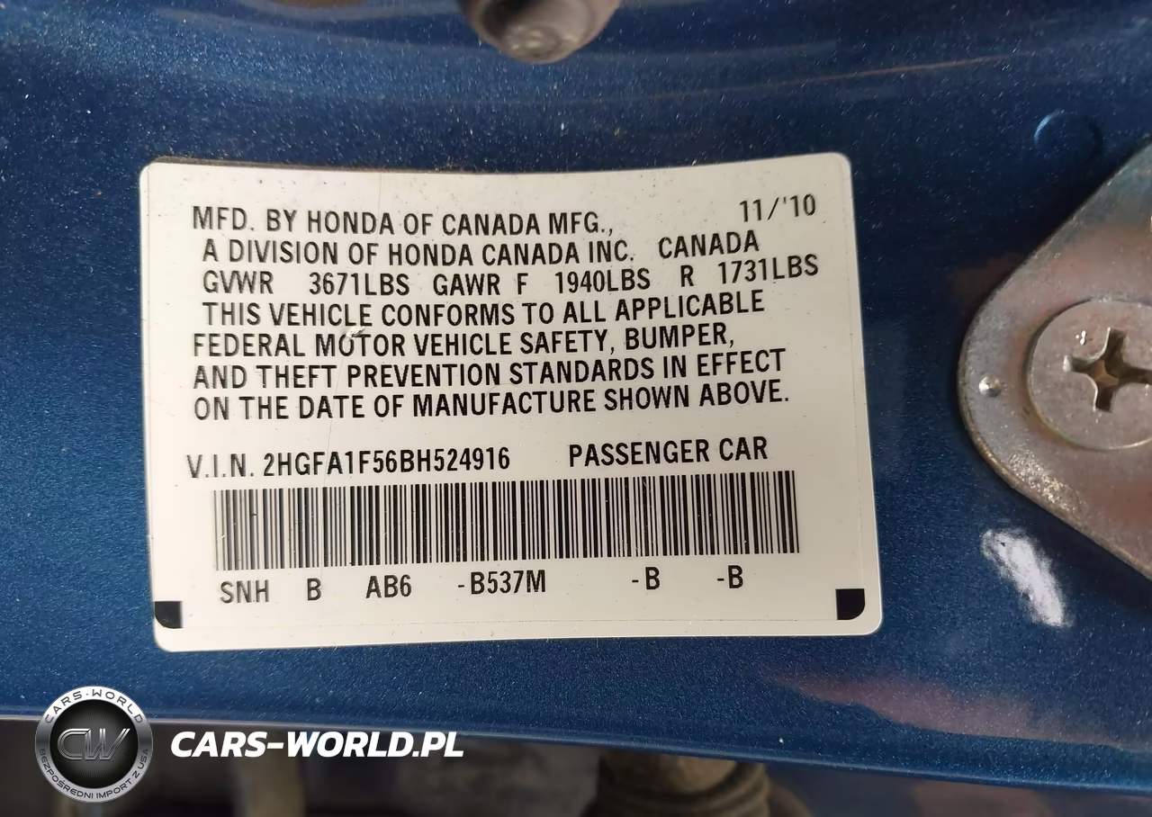 2011 Honda Civic Lx VIN:2HGFA1F56BH524916 - 9