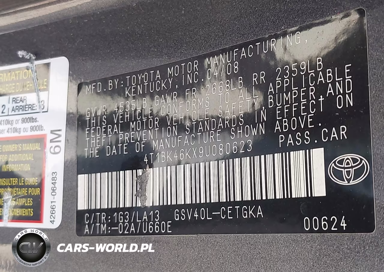 2009 Toyota Camry Xle V6 VIN:4T1BK46KX9U080623 - 9