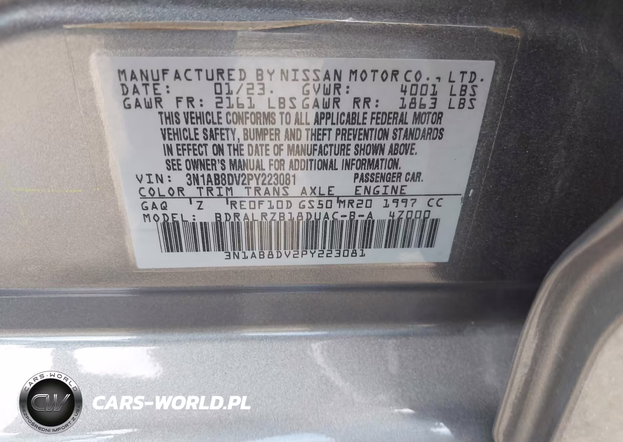 2023 Nissan Sentra Sr Xtronic Cvt VIN:3N1AB8DV2PY223081 - 9
