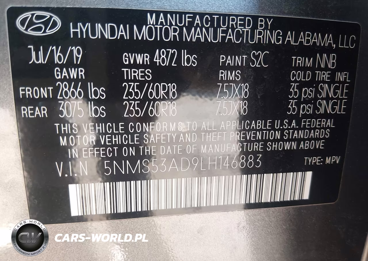 2020 Hyundai Santa Fe Limited VIN:5NMS53AD9LH146883 - 9