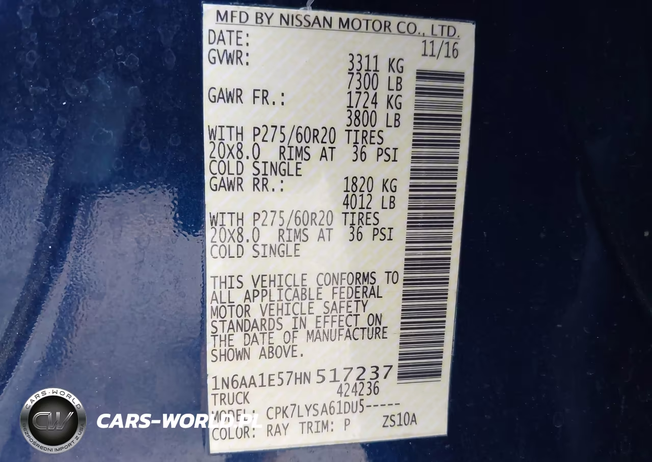 2017 Nissan Titan Platinum Reserve VIN:1N6AA1E57HN517237 - 9