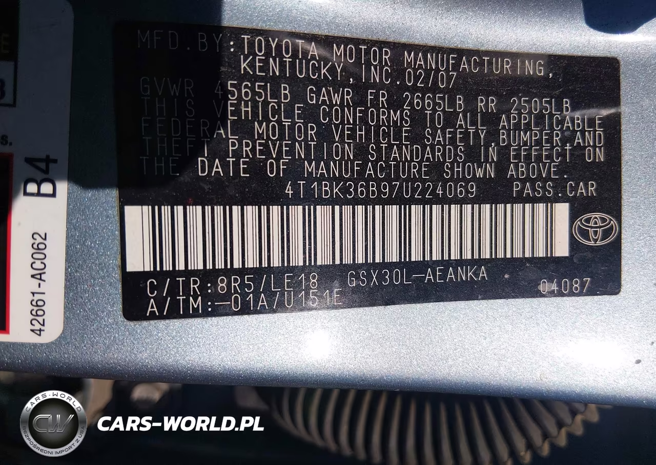 2007 Toyota Avalon Touring VIN:4T1BK36B97U224069 - 9