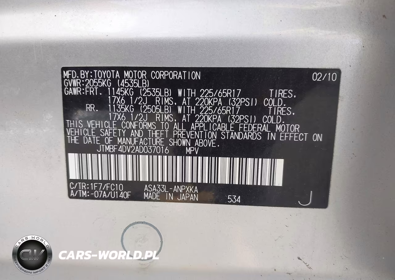 2010 Toyota Rav4 VIN:JTMBF4DV2AD037016 - 9