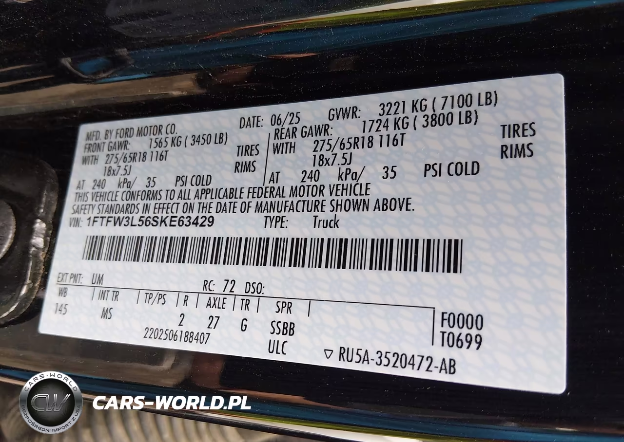 2025 Ford F-150 Xlt VIN:1FTFW3L56SKE63429 - 9