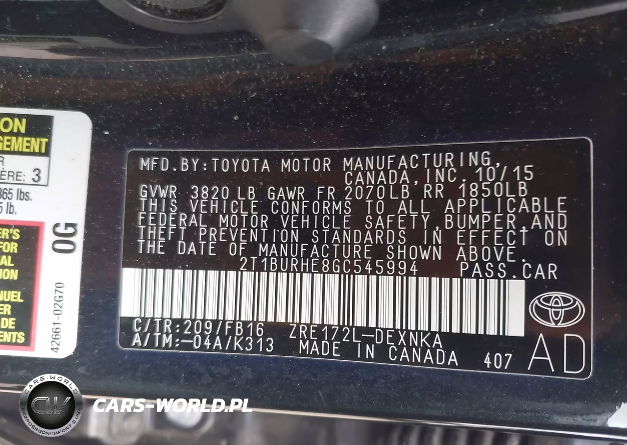 2016 Toyota Corolla Le VIN:2T1BURHE8GC545994 - 9