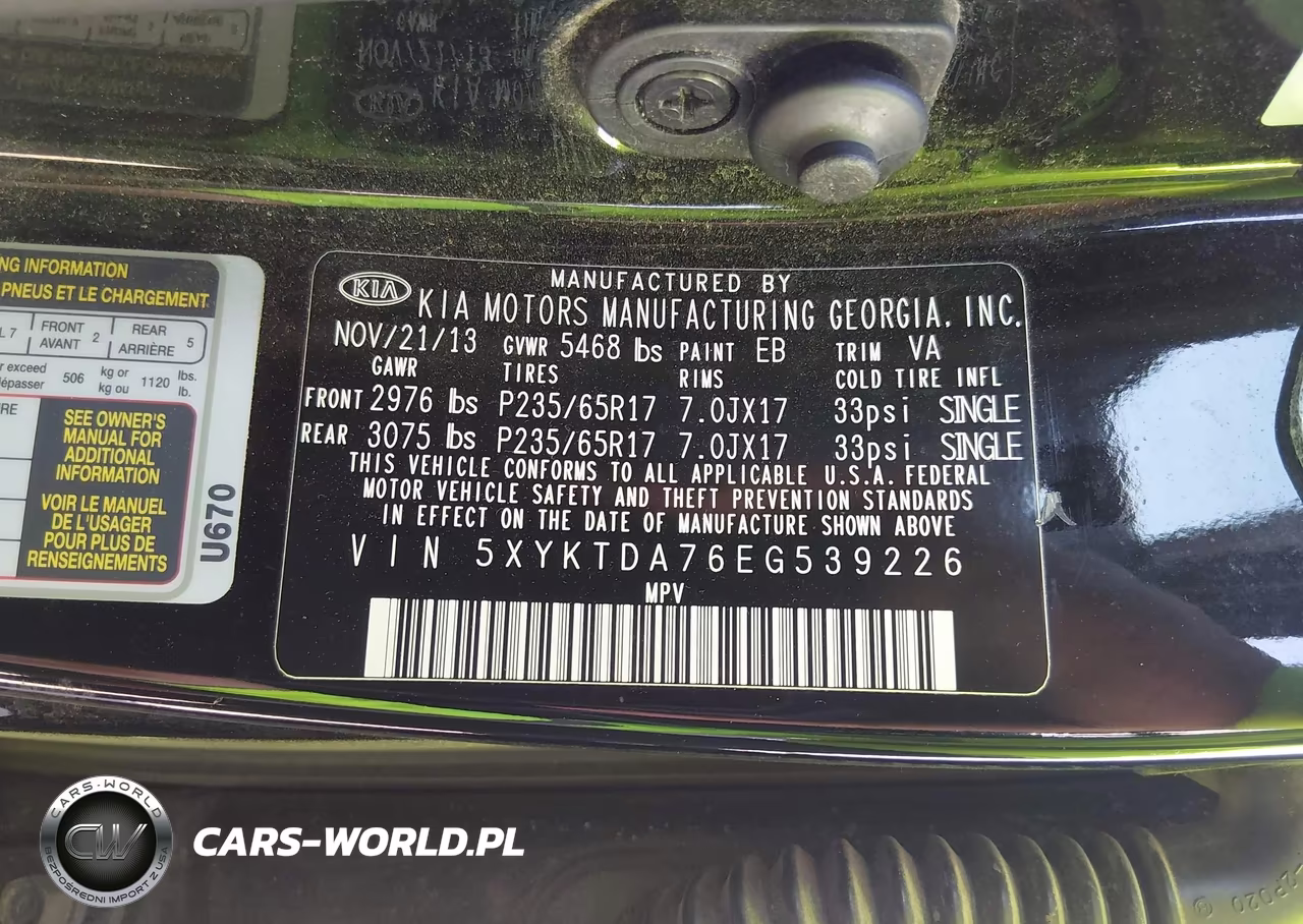 2014 Kia Sorento Lx V6 VIN:5XYKTDA76EG539226 - 9