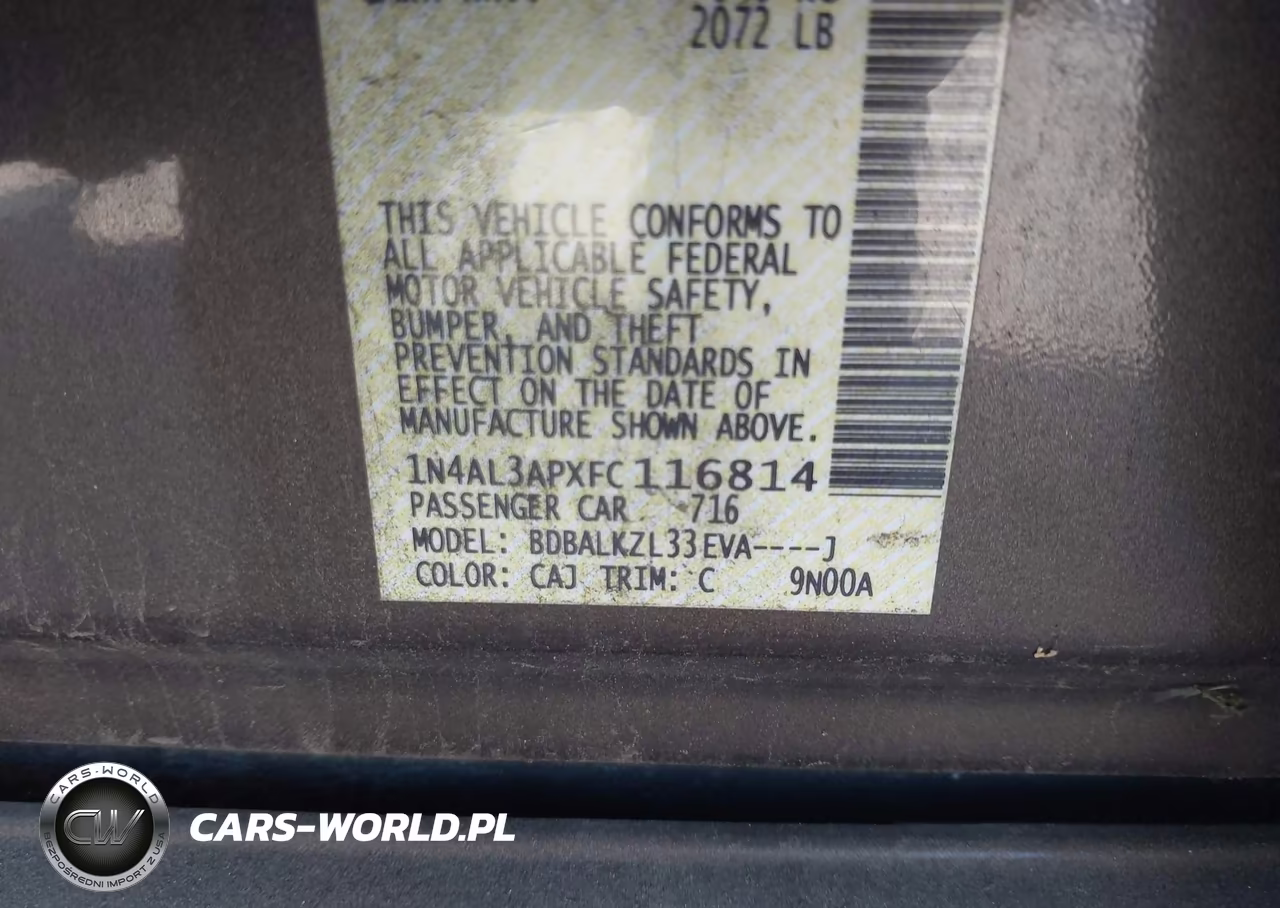 2015 Nissan Altima 2.5 Sv VIN:1N4AL3APXFC116814 - 9