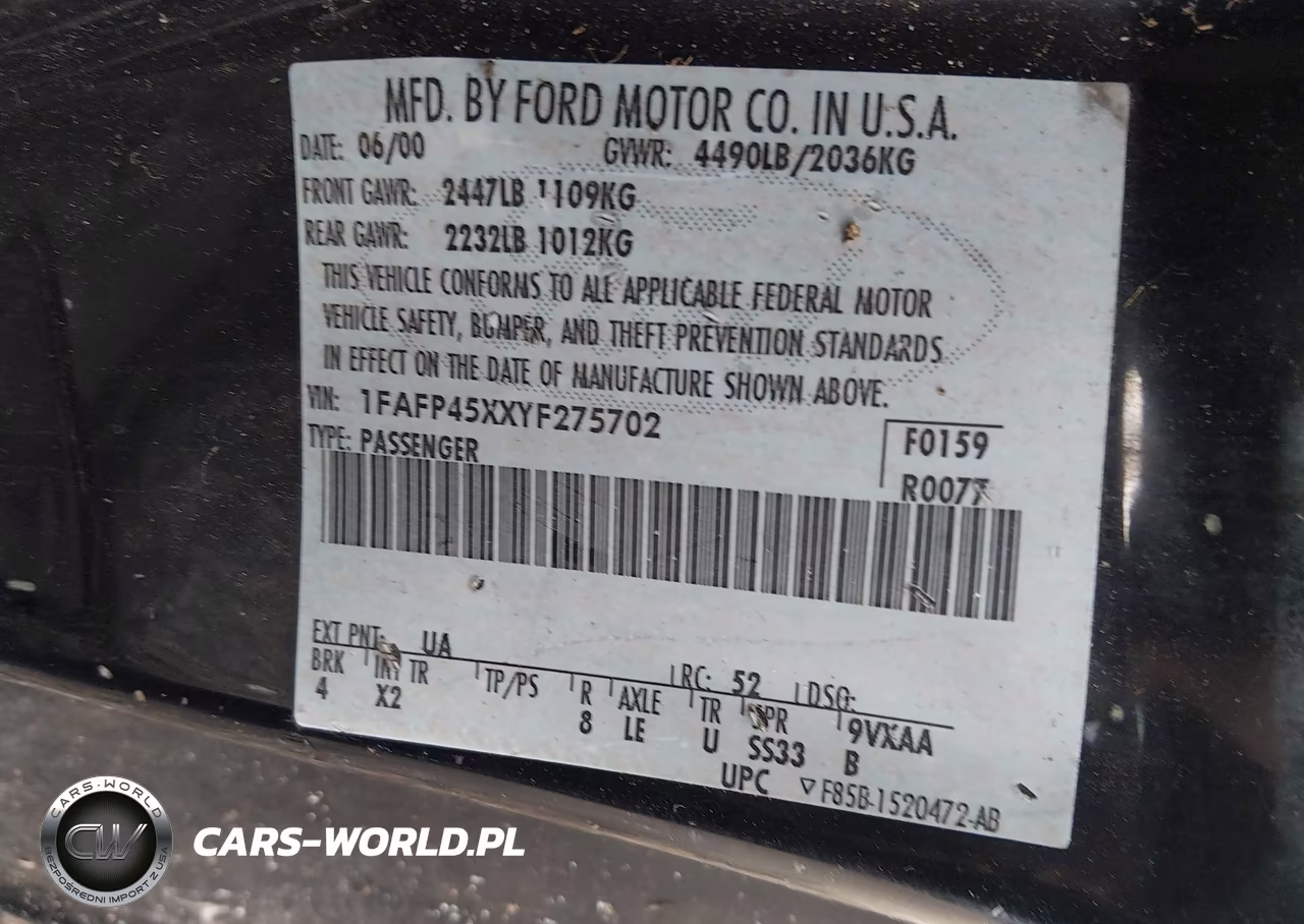 2000 Ford Mustang Gt VIN:1FAFP45XXYF275702 - 9
