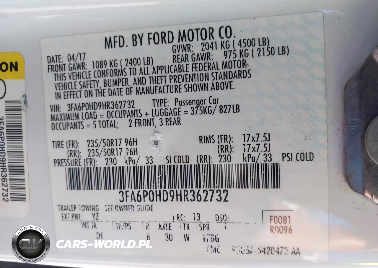 2017 Ford Fusion Se VIN:3FA6P0HD9HR362732 - 9