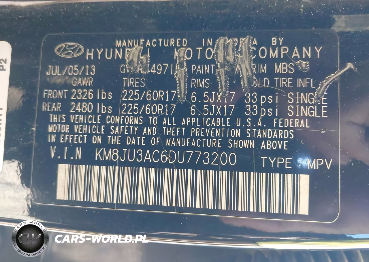 2013 Hyundai Tucson Gls VIN:KM8JU3AC6DU773200 - 9