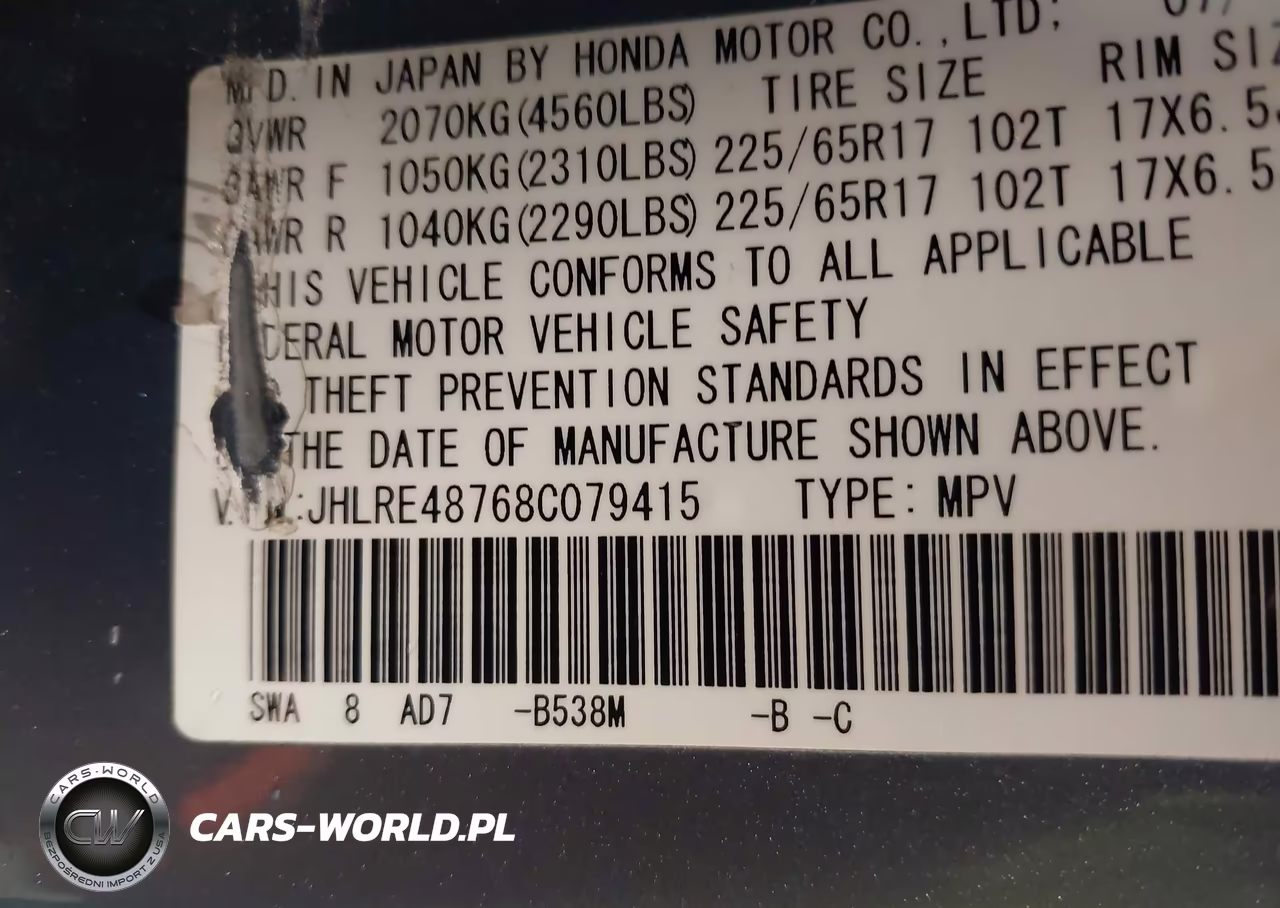 2008 Honda Cr-V Ex-L VIN:JHLRE48768C079415 - 9