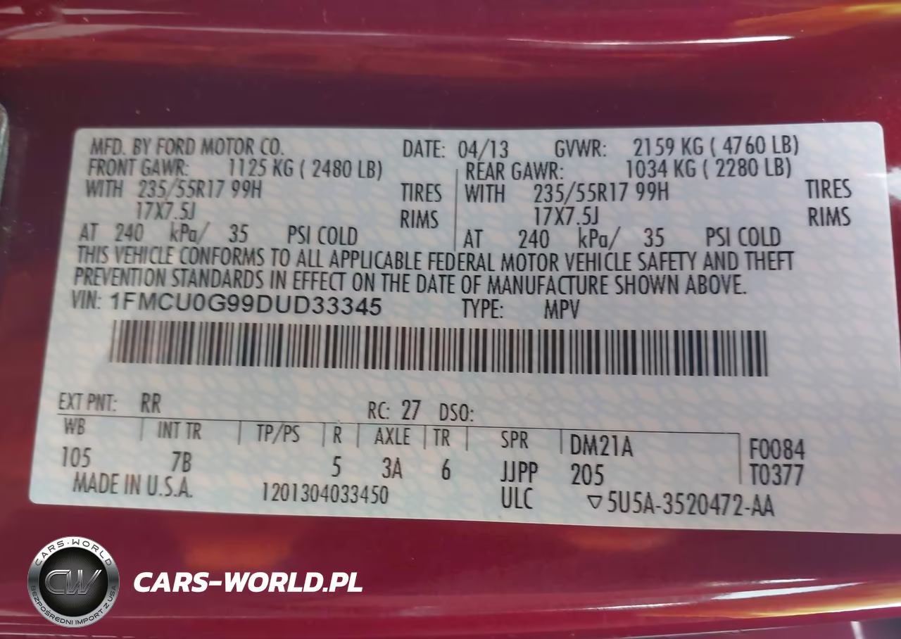 2013 Ford Escape Se VIN:1FMCU0G99DUD33345 - 9