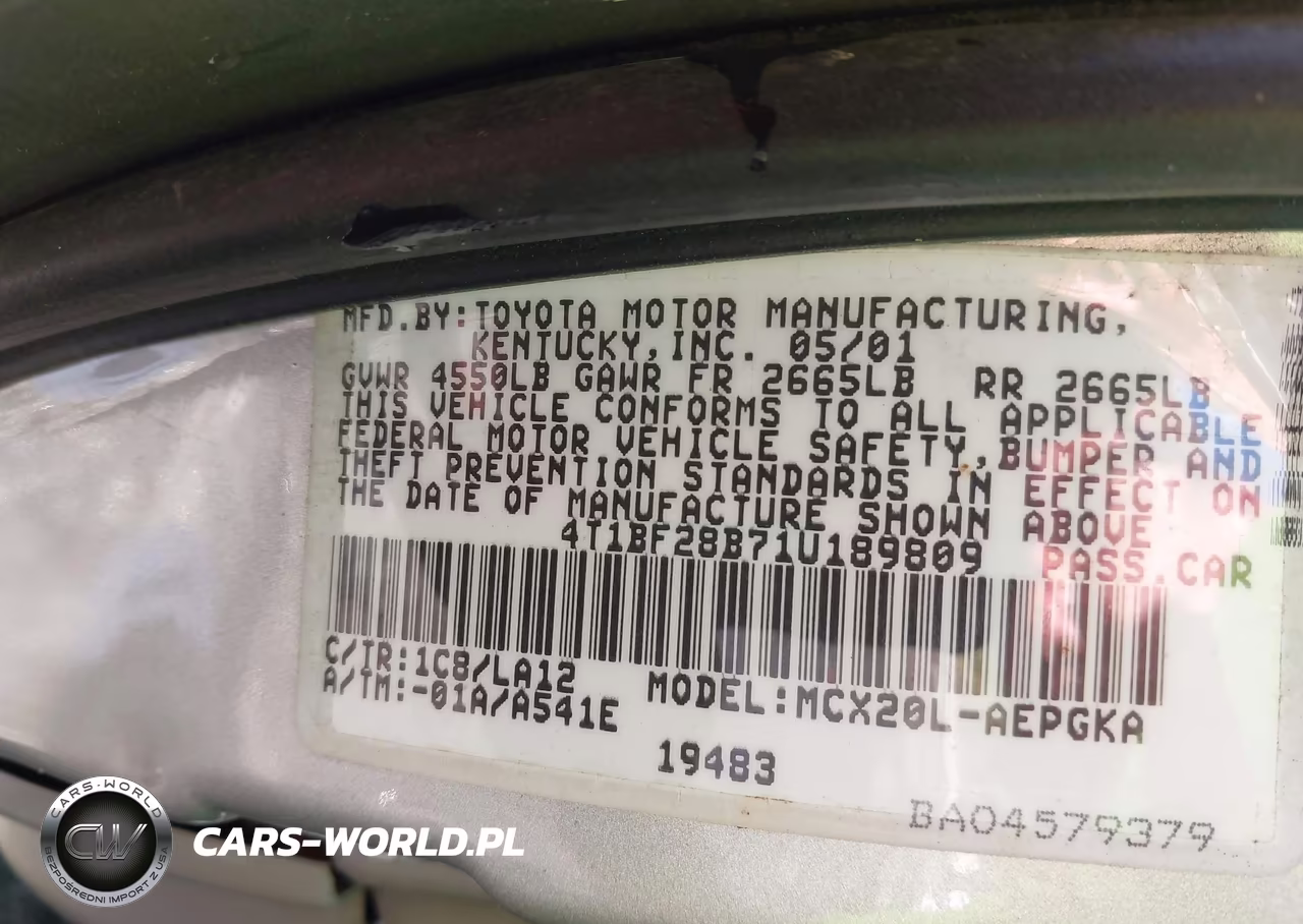 2001 Toyota Avalon Xls VIN:4T1BF28B71U189809 - 9