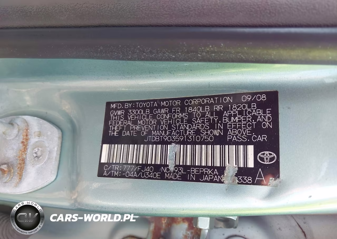 2009 Toyota Yaris VIN:JTDBT903591310750 - 9