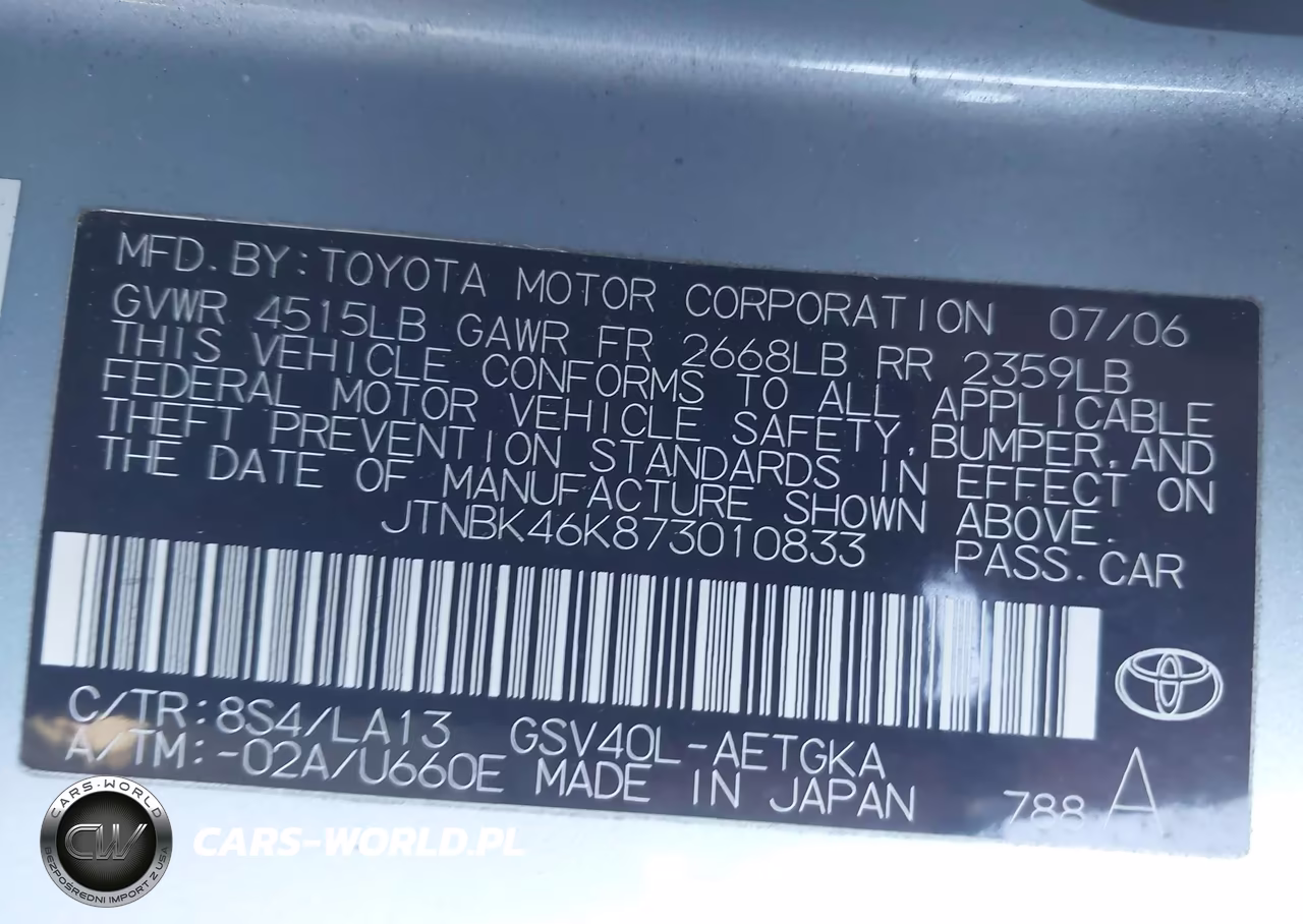 2007 Toyota Camry Xle V6 VIN:JTNBK46K873010833 - 9