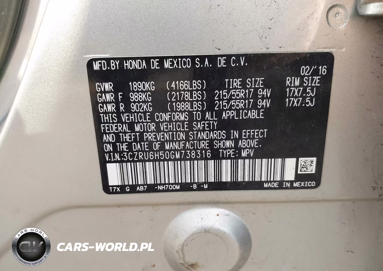 2016 Honda Hr-V Ex VIN:3CZRU6H50GM738316 - 9