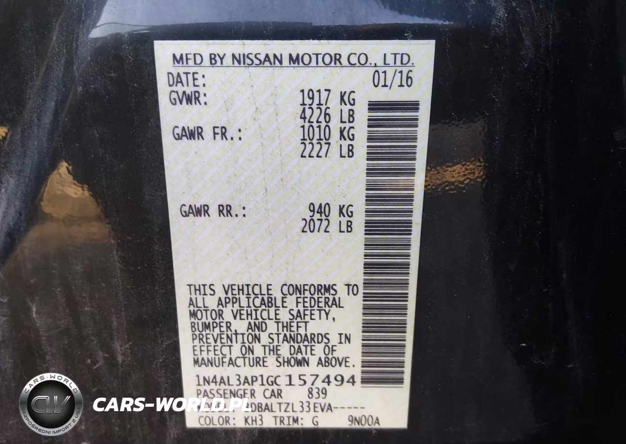2016 Nissan Altima 2.5 Sl VIN:1N4AL3AP1GC157494 - 9