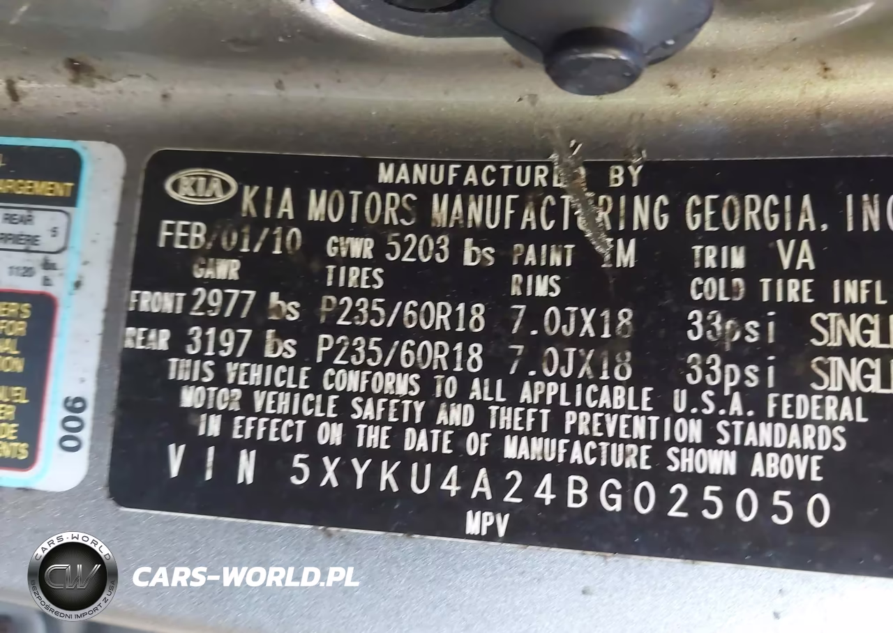 2011 Kia Sorento Ex V6 VIN:5XYKU4A24BG025050 - 9