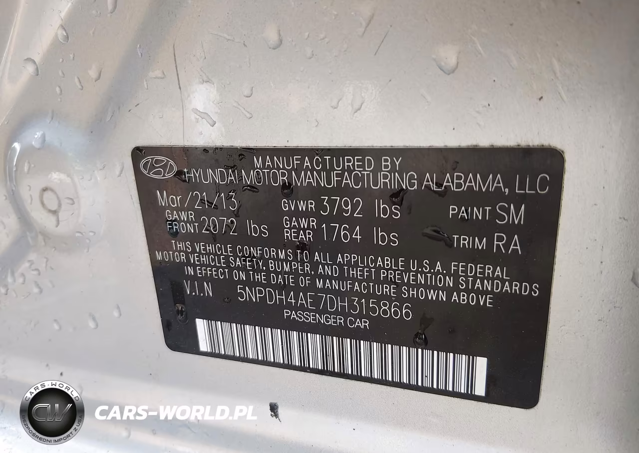 2013 Hyundai Elantra Gls VIN:5NPDH4AE7DH315866 - 9