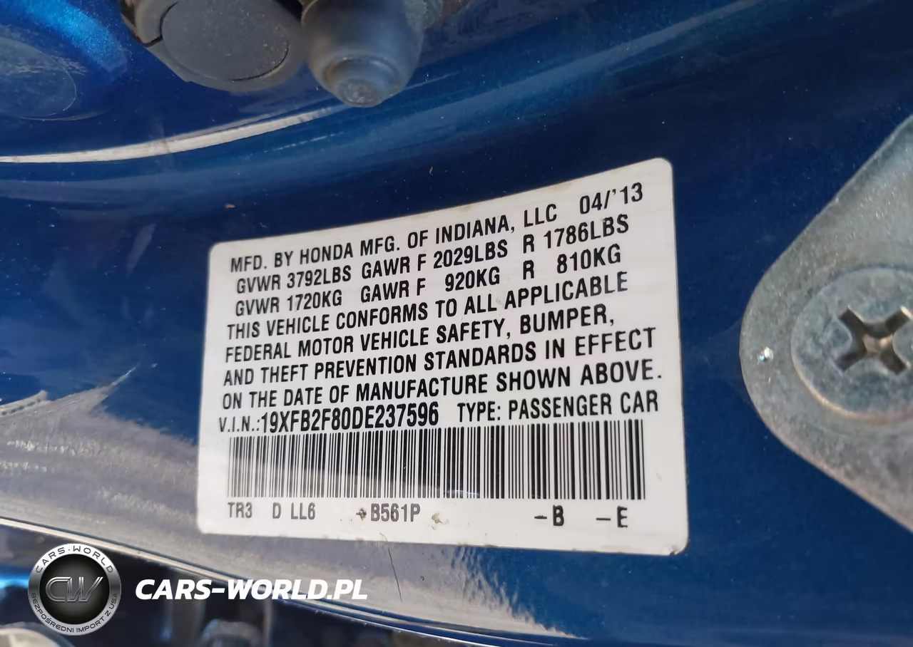 2013 Honda Civic Ex VIN:19XFB2F80DE237596 - 9