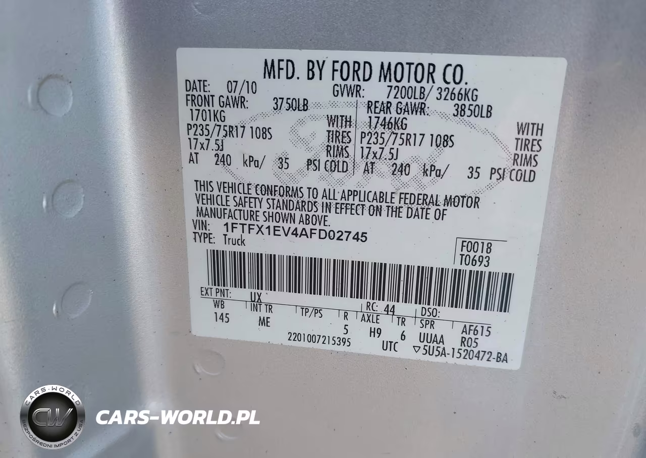 2010 Ford F-150 Fx4-Lariat-Xl-Xlt VIN:1FTFX1EV4AFD02745 - 9