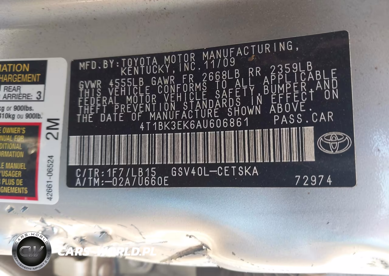 2010 Toyota Camry Se V6 VIN:4T1BK3EK6AU606861 - 9