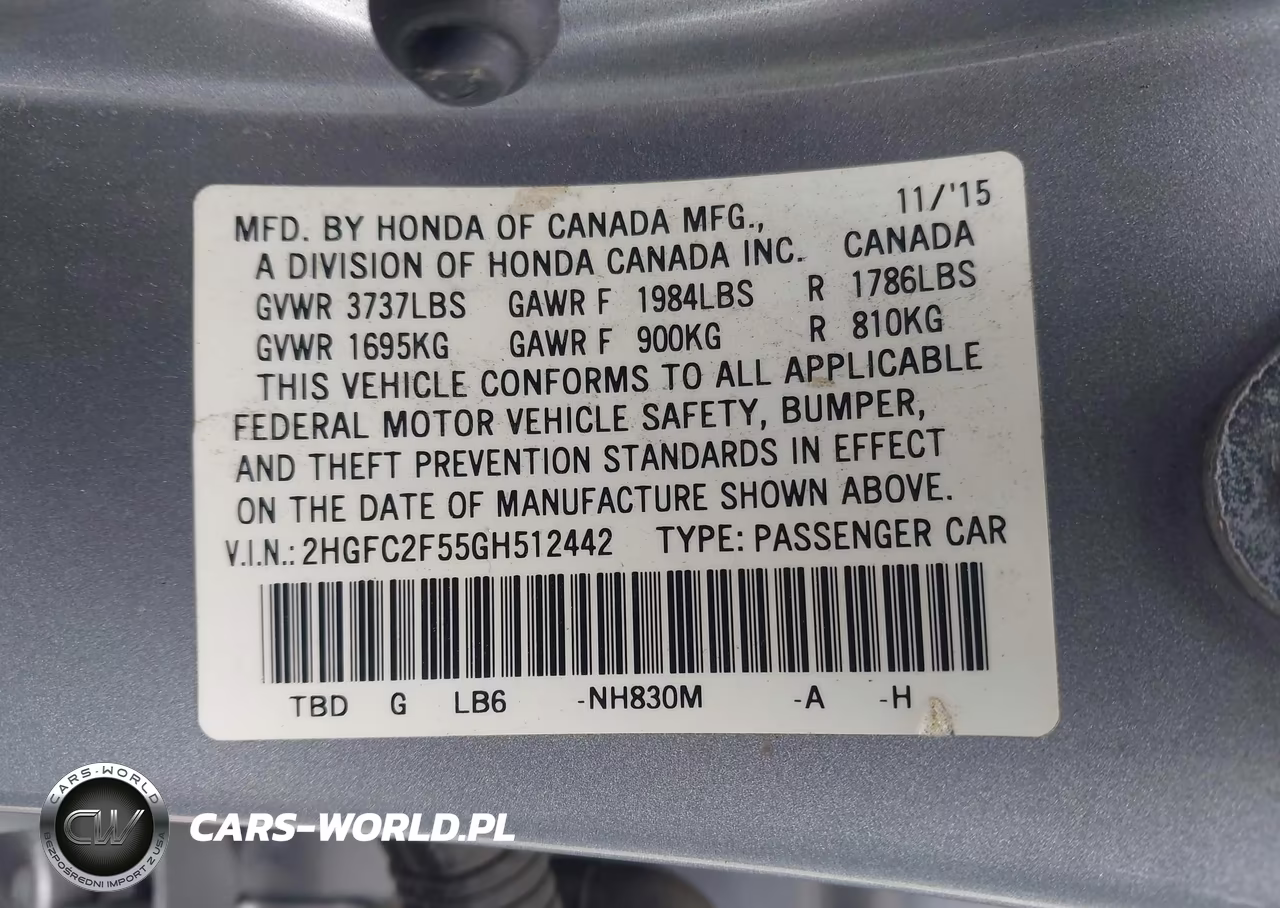 2016 Honda Civic Lx VIN:2HGFC2F55GH512442 - 9