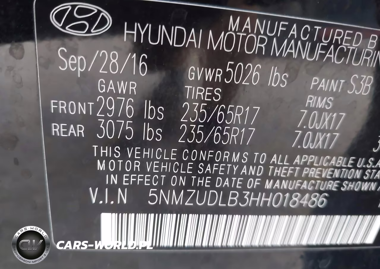 2017 Hyundai Santa Fe Sport 2.4L VIN:5NMZUDLB3HH018486 - 9