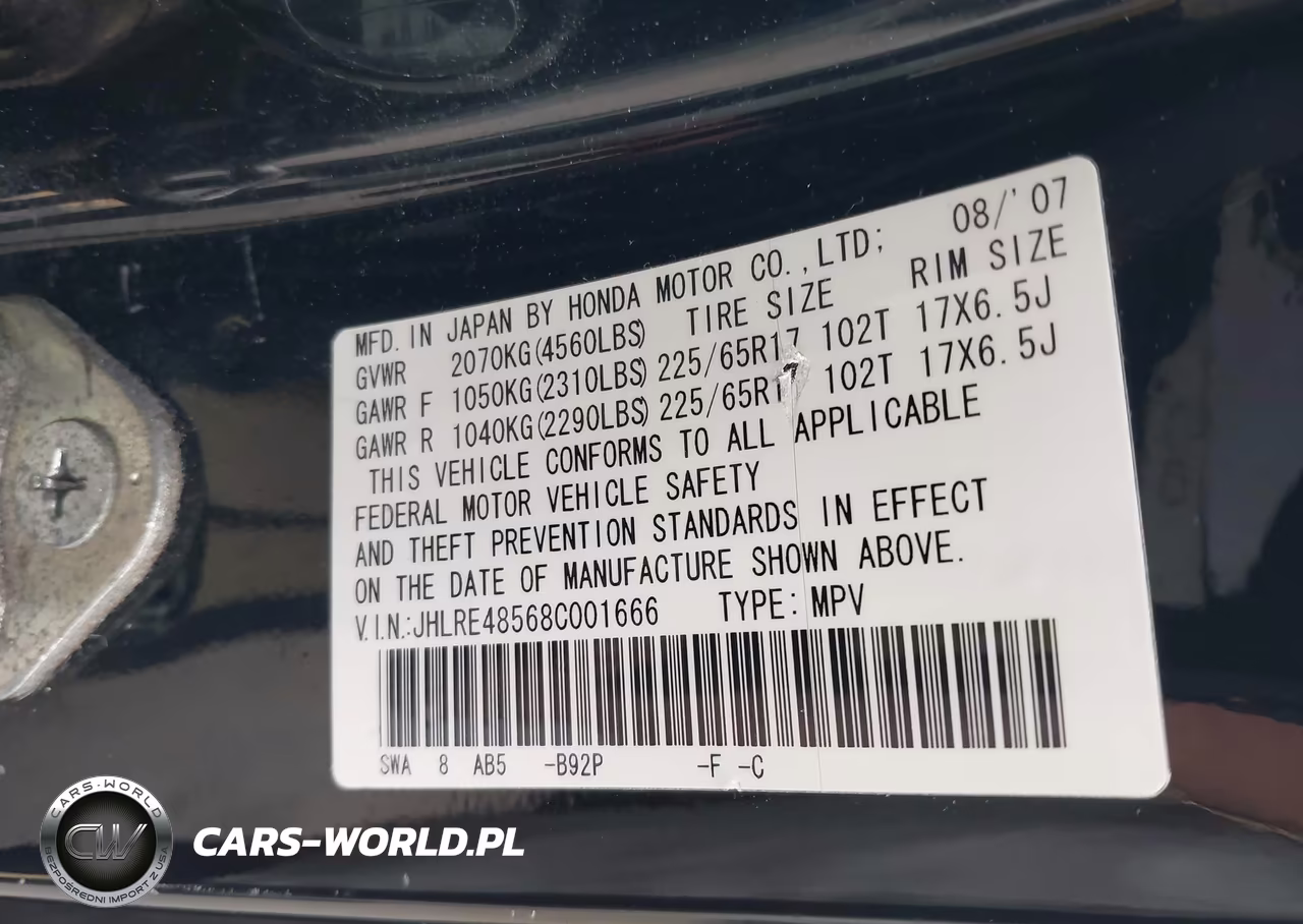 2008 Honda Cr-V Ex VIN:JHLRE48568C001666 - 9