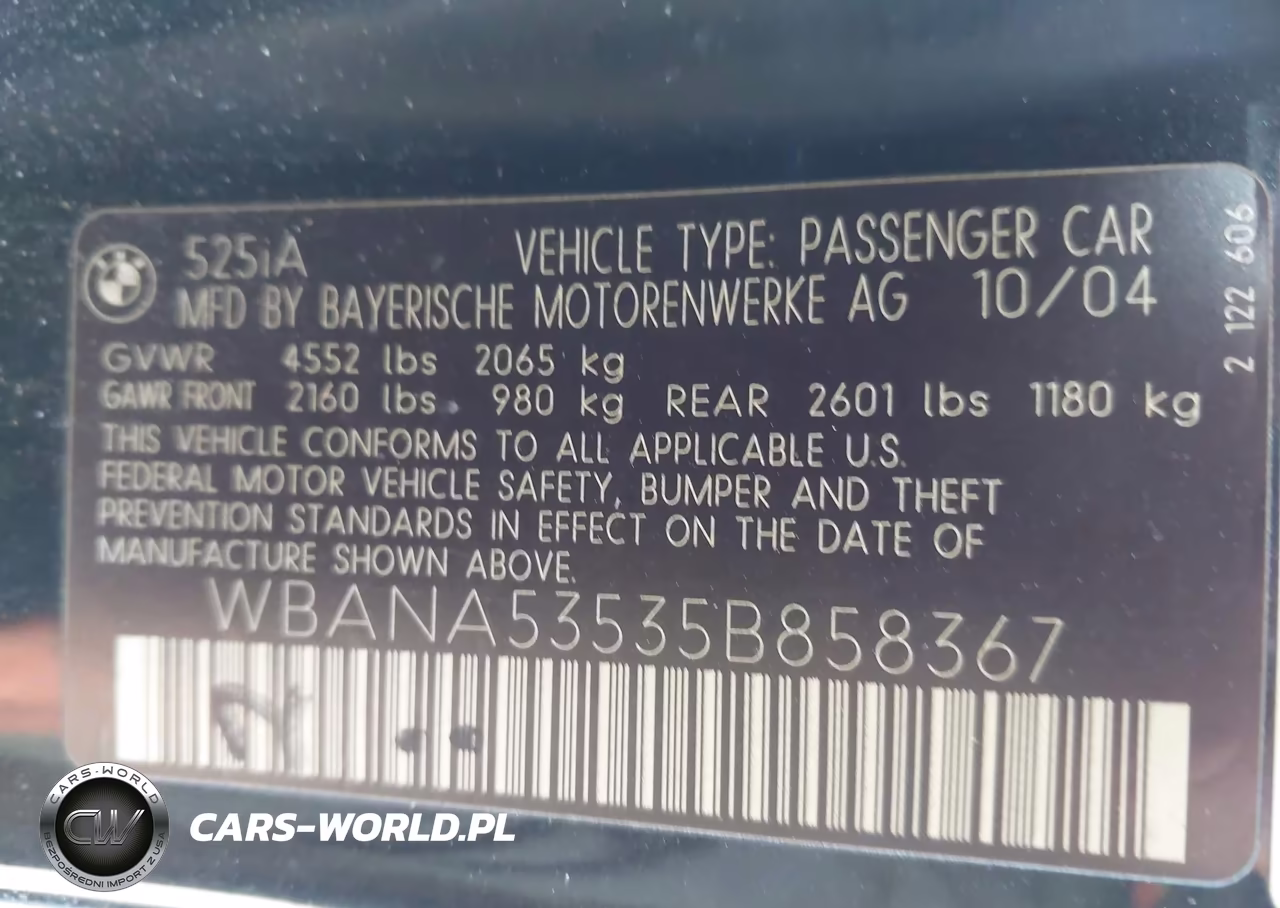 2005 BMW 525I VIN:WBANA53535B858367 - 9