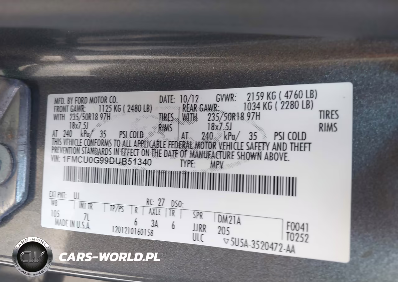2013 Ford Escape Se VIN:1FMCU0G99DUB51340 - 9