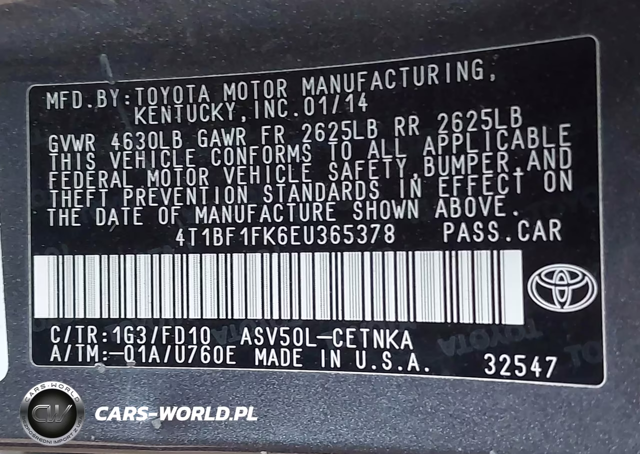 2014 Toyota Camry Le VIN:4T1BF1FK6EU365378 - 9