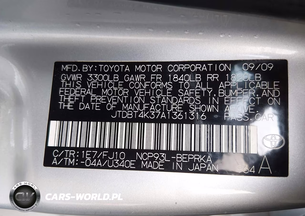2010 Toyota Yaris VIN:JTDBT4K37A1361316 - 9