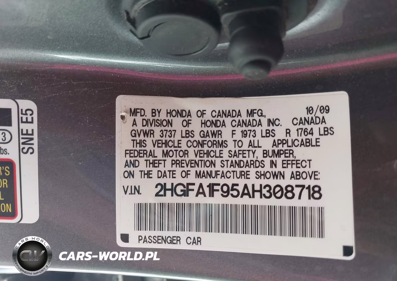 2010 Honda Civic Ex-L VIN:2HGFA1F95AH308718 - 9