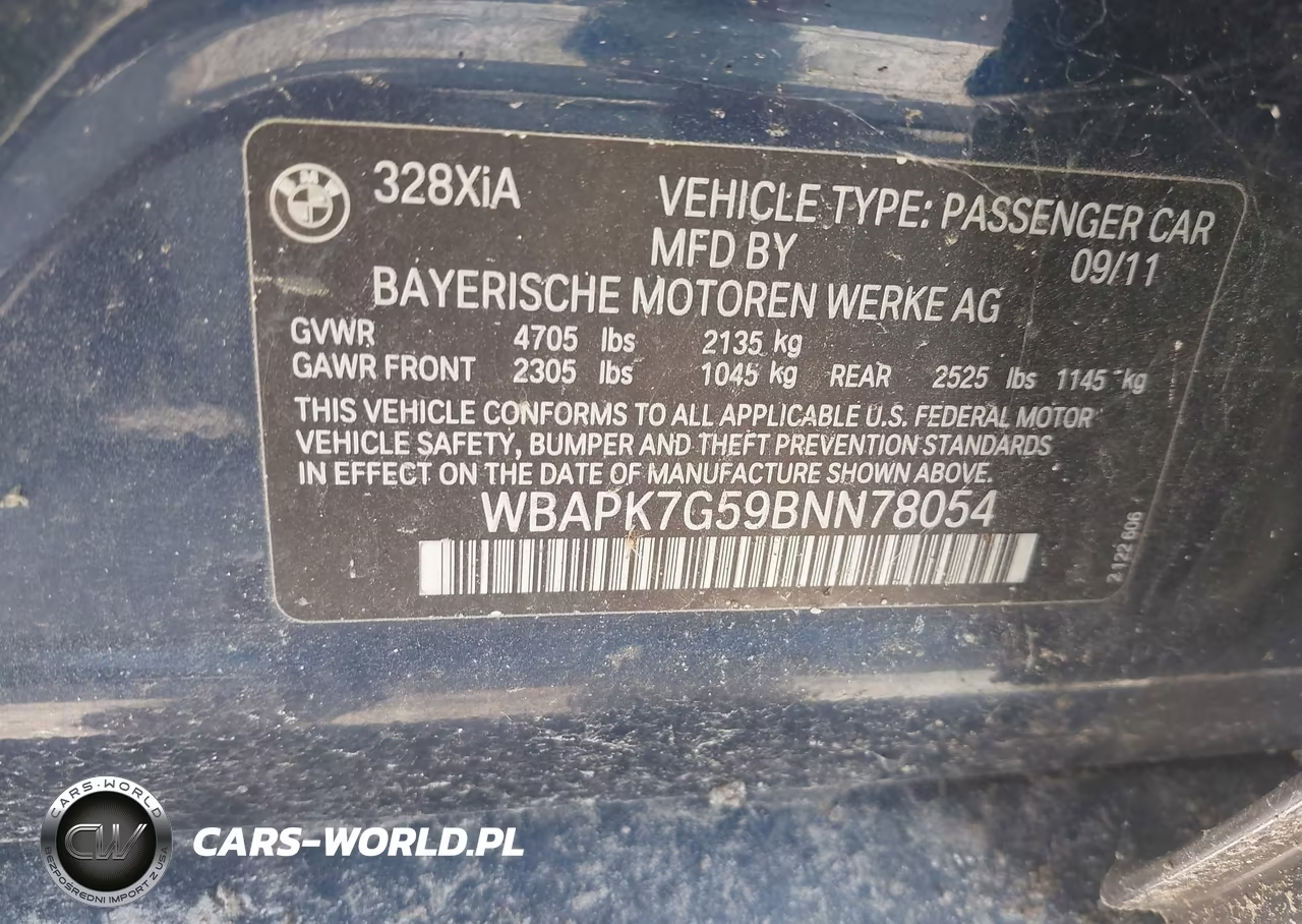 2011 BMW 328I xDrive VIN:WBAPK7G59BNN78054 - 9