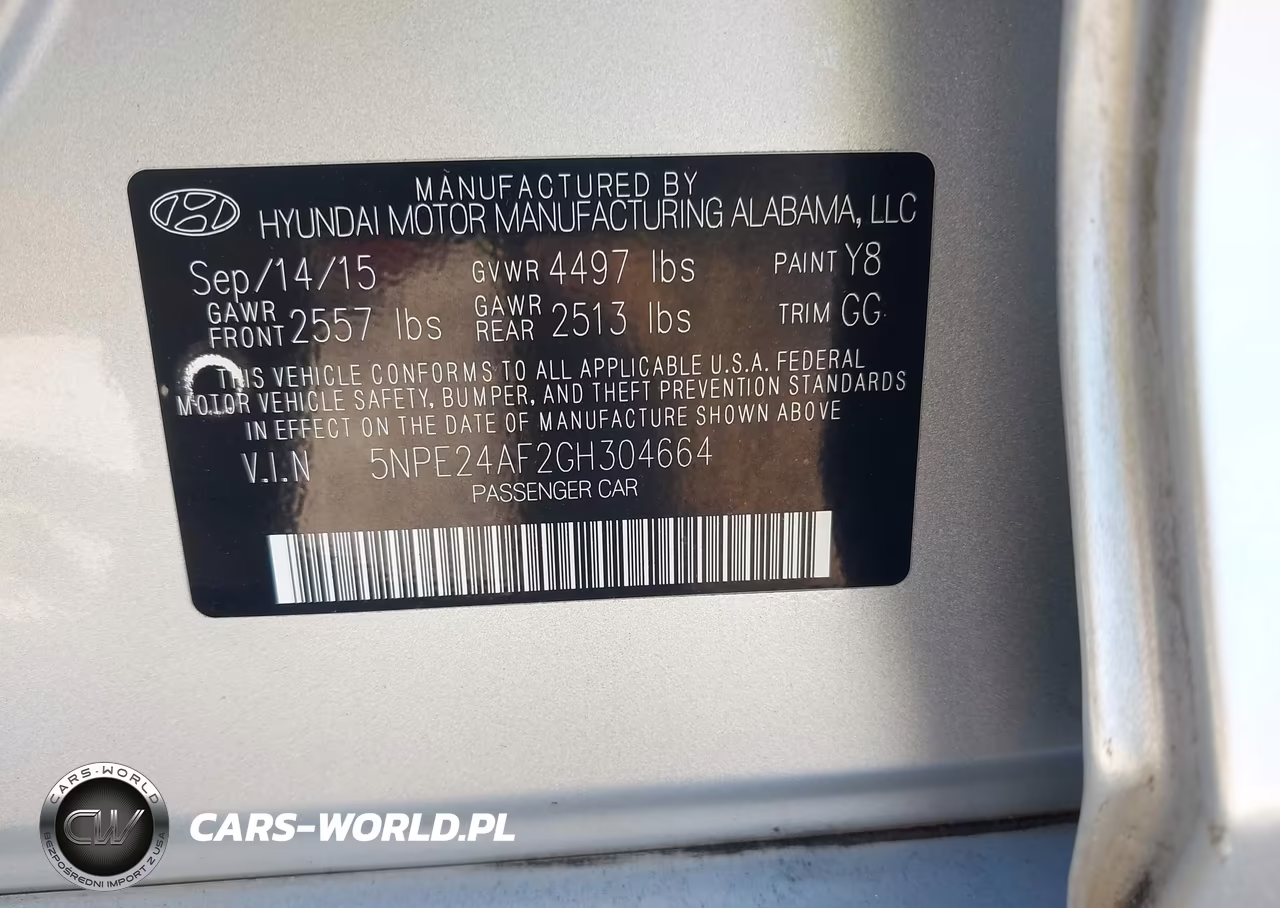 2016 Hyundai Sonata Se VIN:5NPE24AF2GH304664 - 9