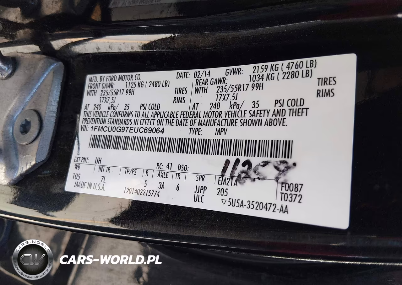 2014 Ford Escape Se VIN:1FMCU0G97EUC69064 - 9