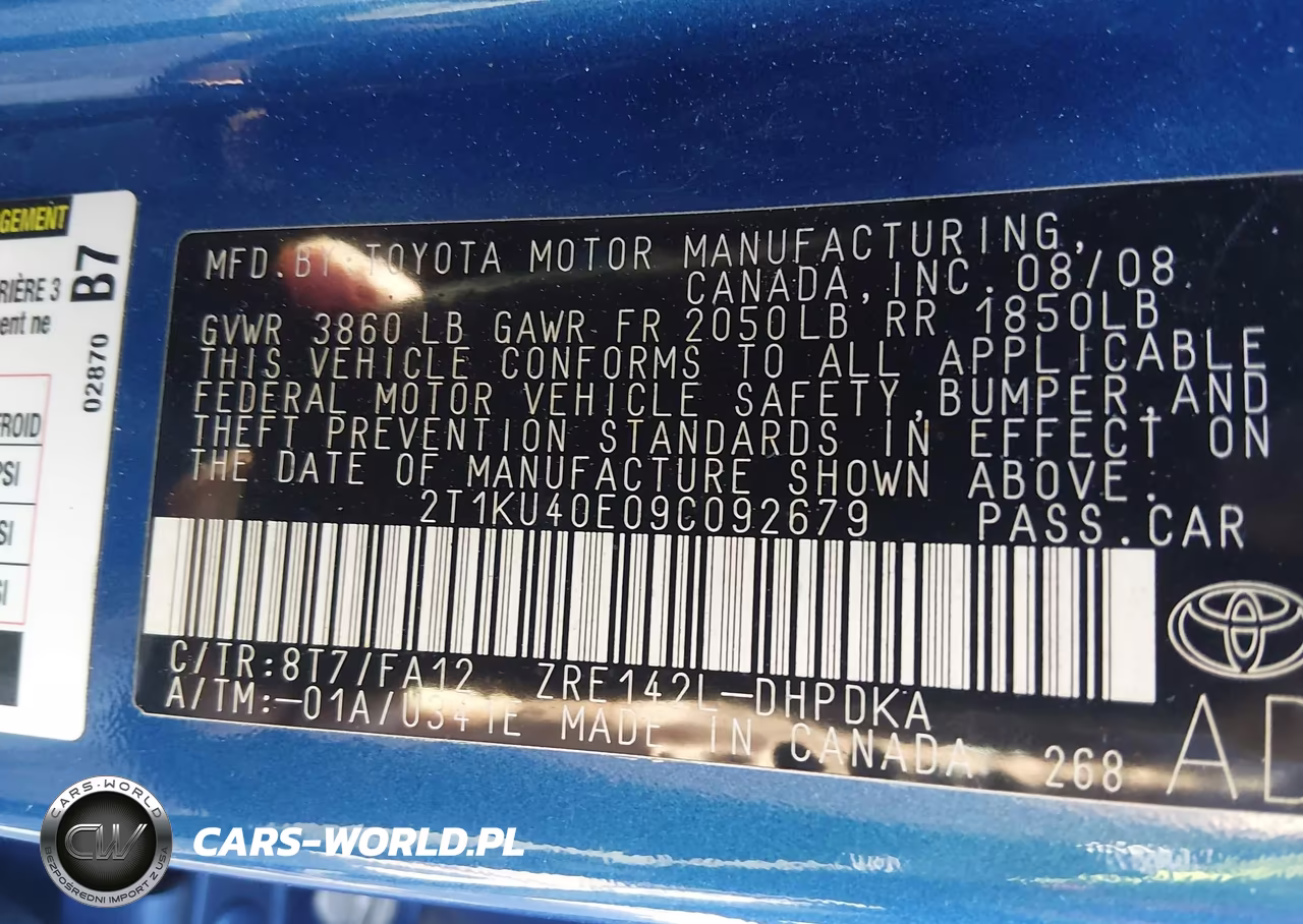2009 Toyota Matrix VIN:2T1KU40E09C092679 - 9