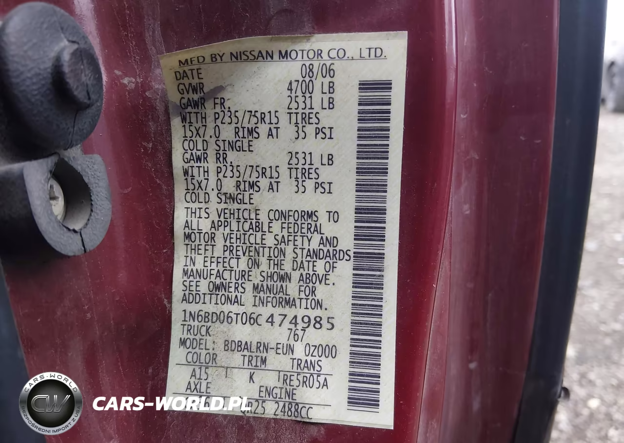 2006 Nissan Frontier Xe VIN:1N6BD06T06C474985 - 9