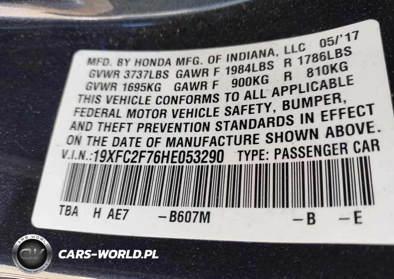 2017 Honda Civic Ex VIN:19XFC2F76HE053290 - 9
