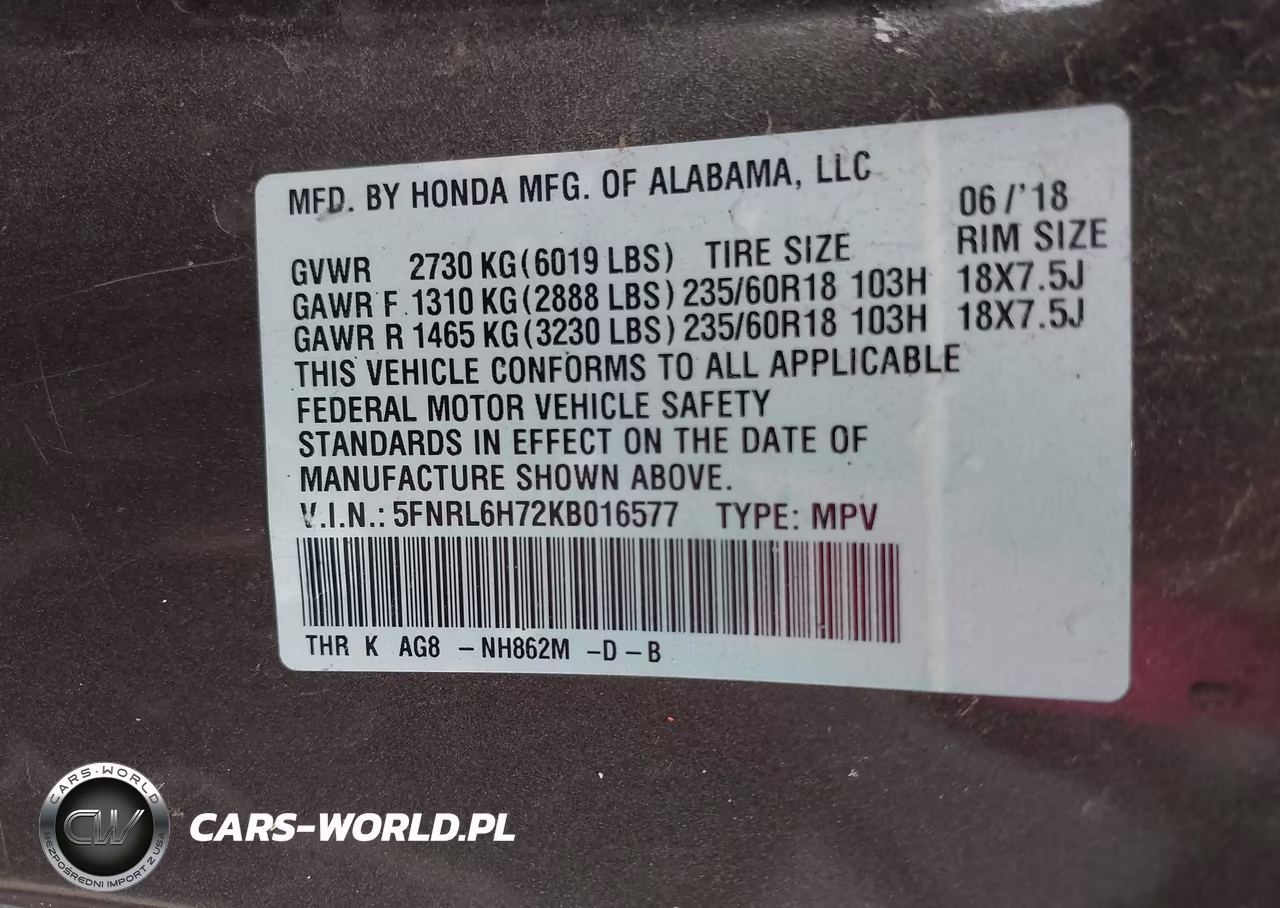 2019 Honda Odyssey Ex-L VIN:5FNRL6H72KB016577 - 9