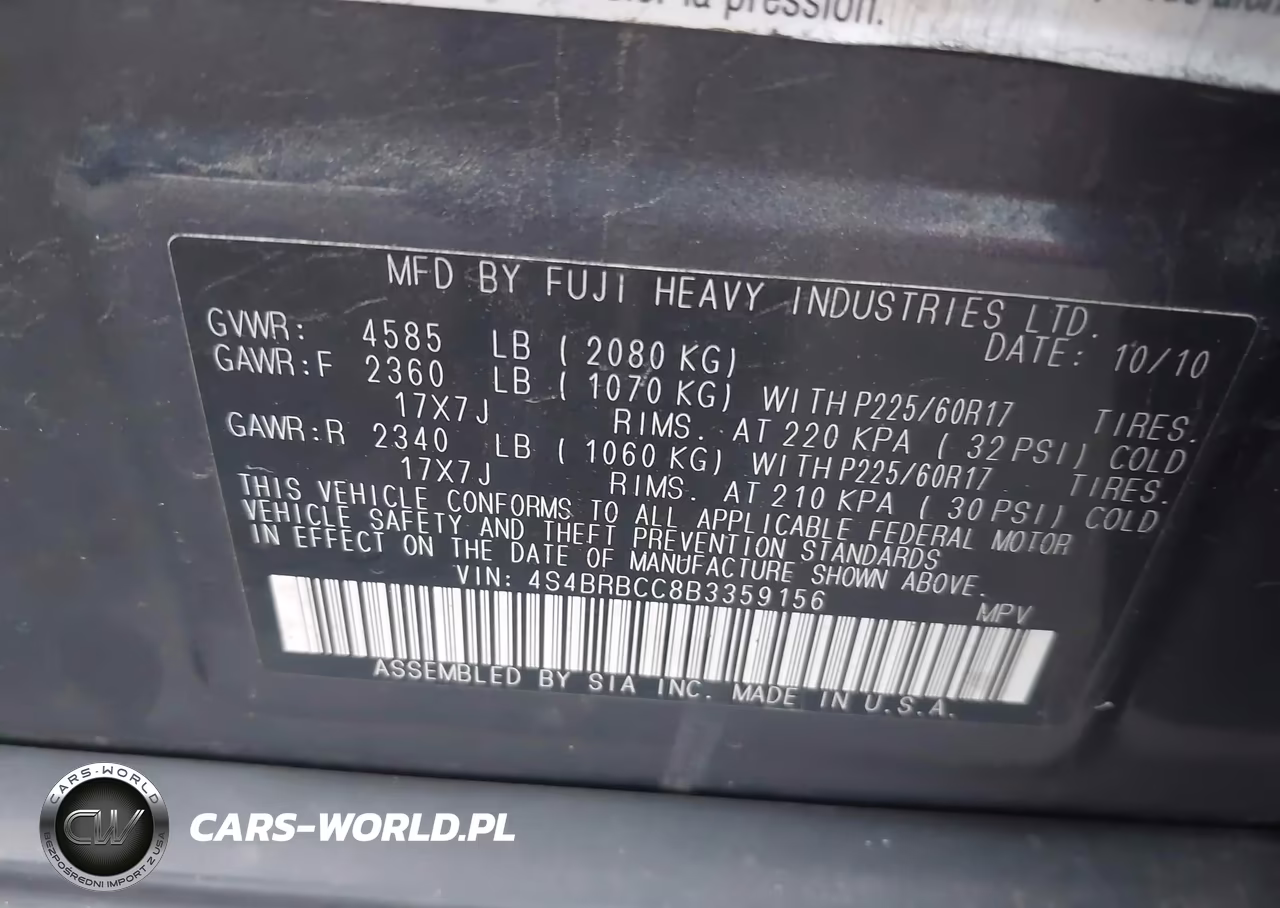 2011 Subaru Outback 2.5I Premium VIN:4S4BRBCC8B3359156 - 9