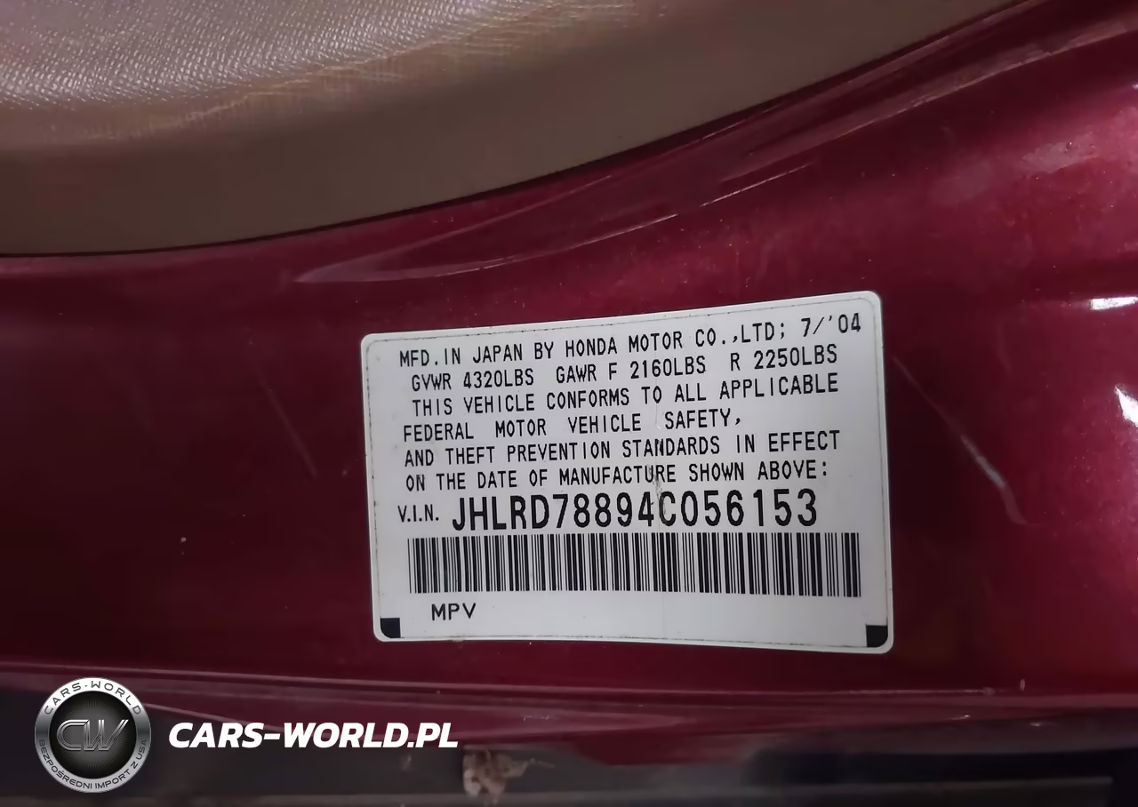 2004 Honda Cr-V Ex VIN:JHLRD78894C056153 - 9